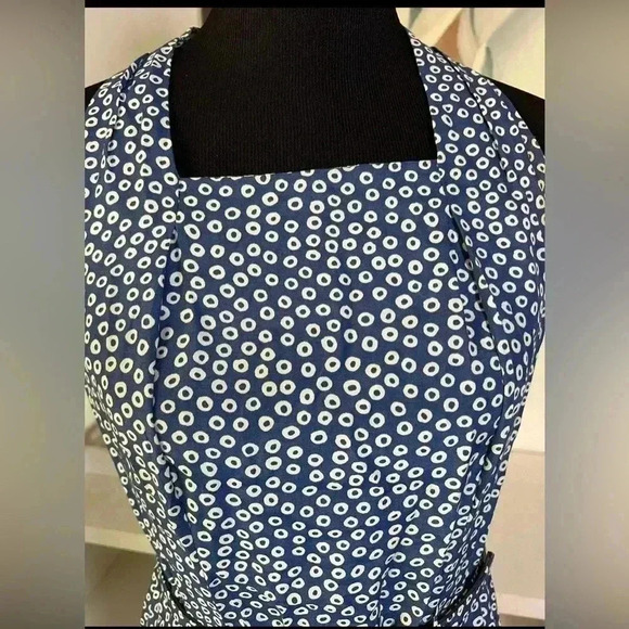 VTG 1980’s Ed Michaels Blue & White Belted Midi Dress Sz 12 - Picture 3 of 5